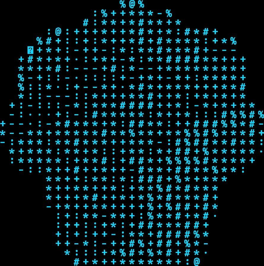 El símbolo de Moffin compuesto con caracteres ASCII sobre fondo oscuro