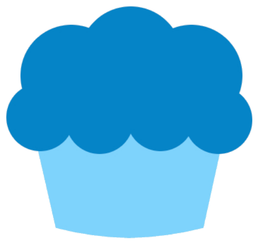 El logotipo original de Moffin: un muffin azul